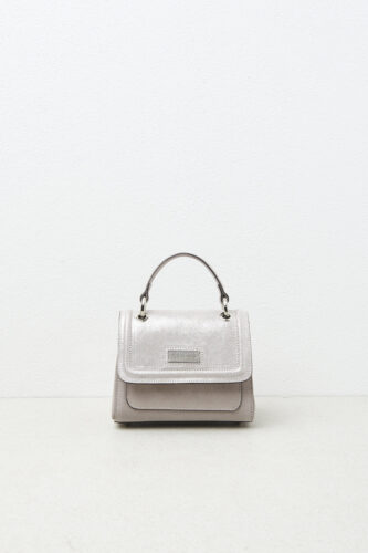 Peserico - Genuine leather bi-material mini bag - Lunar gray