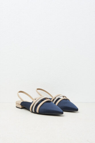 Peserico - Genuine leather flat slingbacks - Space blue