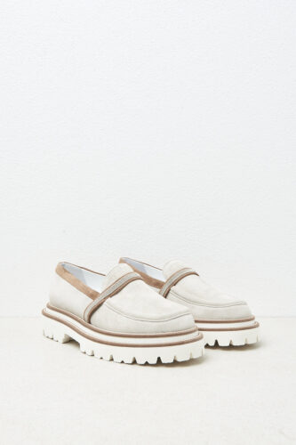 Peserico - Two-tone genuine leather loafers - Alabaster