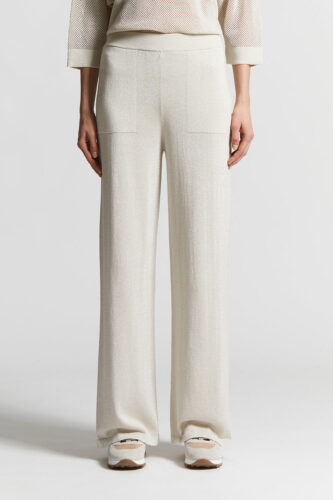 Peserico - Trousers in cotton crepe yarn - Quartz sand