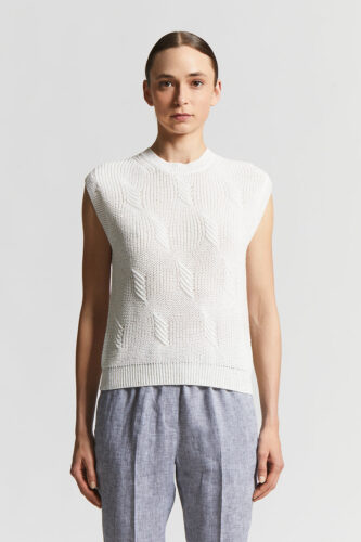 Peserico - Cotton cordonetto top with sequins - Cloud white