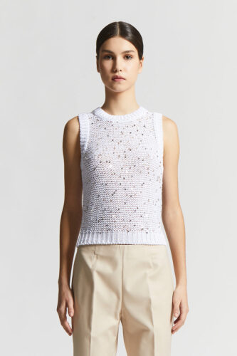Peserico - Cotton webbing top with sequins - Pure White