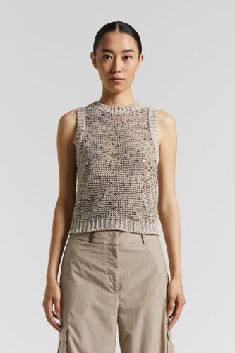 Peserico - Cotton webbing top with sequins - Alabaster