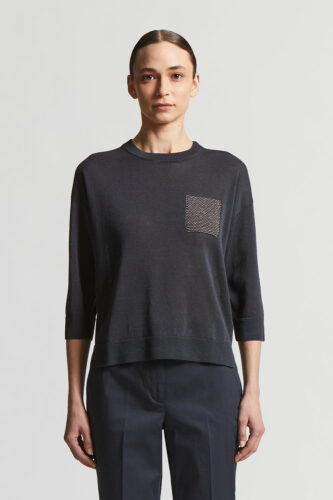 Peserico - Linen and cotton crepe sweater - Space blue
