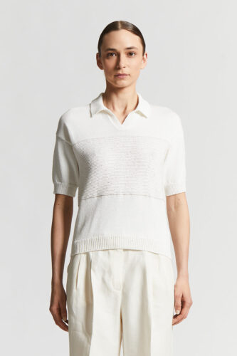 Peserico - Cotton polo shirt with sequins - Cloud white