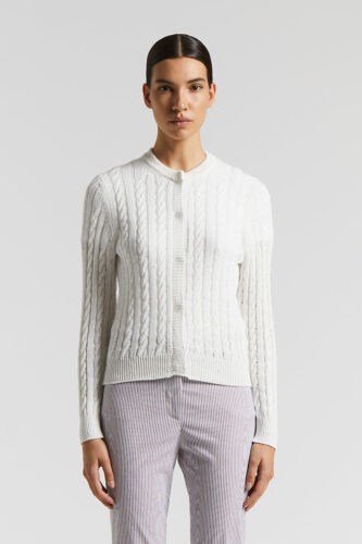 Peserico - Pure cotton cordonett cardigan with sequins - Cloud white