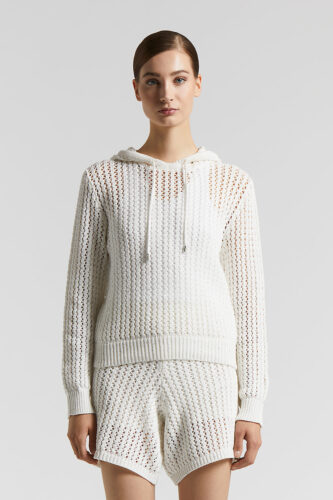 Peserico - Pure cotton cordonnet sweater with sequins - Cloud white