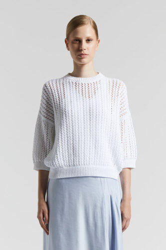 Peserico - Pure cotton oversize sweater with sequins - Pure White