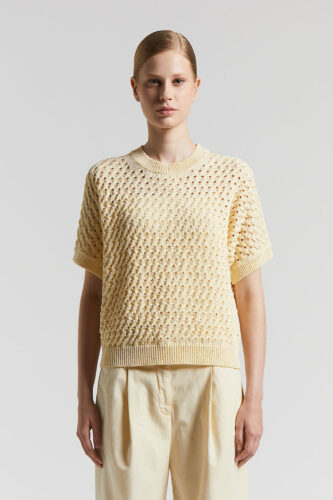 Peserico - Cotton cordonnet sweater with sequins - Sunshine yellow