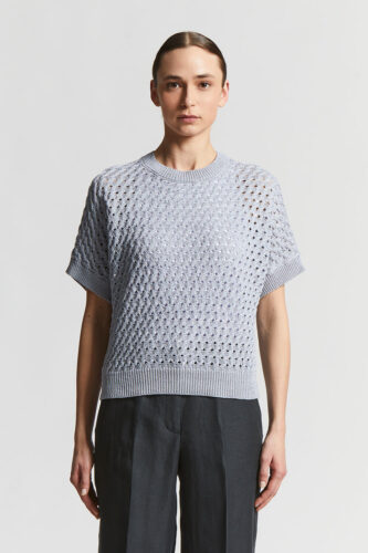 Peserico - Cotton cordonnet sweater with sequins - Sunrise blue