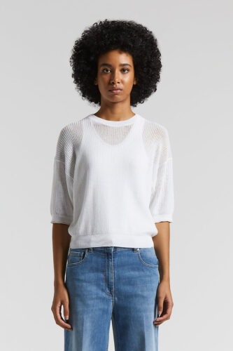 Peserico - Light cotton sweater with sequins - Pure White