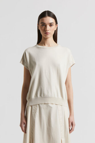 Peserico - Pure cotton crepe tricot sweater - Quartz sand