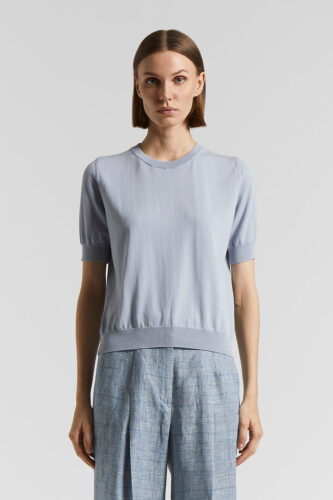 Peserico - Pure cotton crepe tricot sweater - Sunrise blue