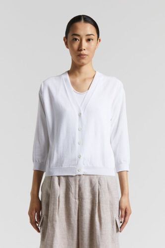 Peserico - Pure cotton crepe tricot cardigan - Pure White