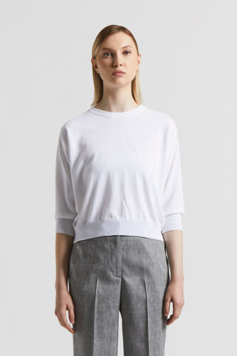 Peserico - Pure cotton crepe tricot sweater - Pure White