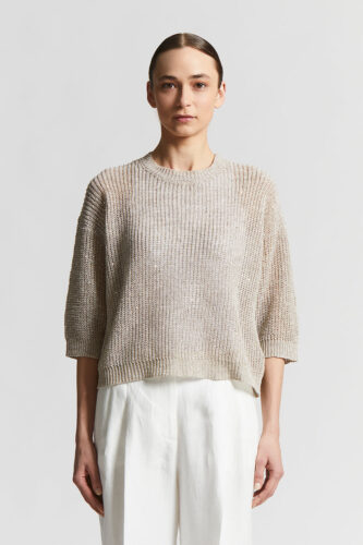 Peserico - Linen tricot sweater with sequins - Cappucino