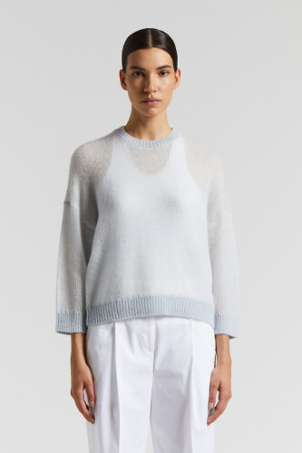 Peserico - Virgin wool and alpaca tricot sweater - Atmosphere blue