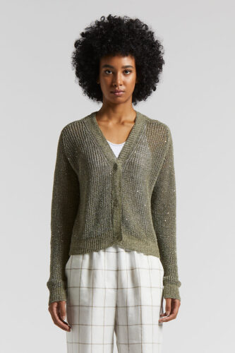 Peserico - Linen cardigan with sequins - Eucalyptus