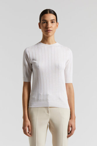 Peserico - Shiny viscose blend mélange sweater - Quartz sand
