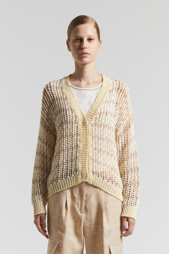 Peserico - Pure cotton cordonnet cardigan with sequins - Sunshine yellow