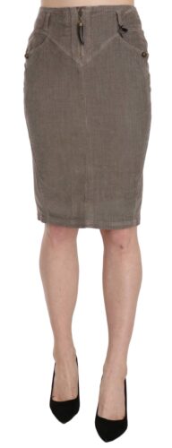 Gray Corduroy Pencil Straight A-Line Skirt