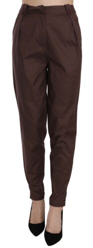 Brown High Waist Tapered Formal Trousers Pants