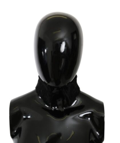 Black Fur Neck Collar Wrap Lambskin Scarf