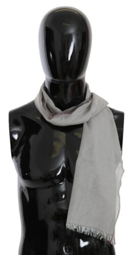 Gray Fringe Neck Wrap Cotton Scarf