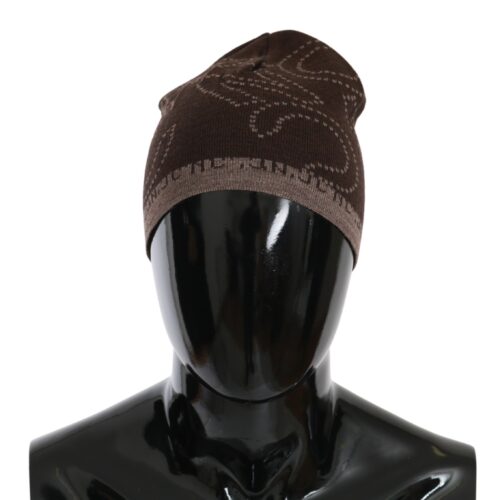 Beanie Brown Wool Blend Branded Hat