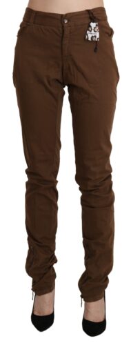 Brown High Waist Skinny Trouser Cotton Pants