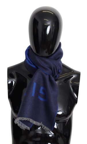 Blue Wool Unisex Winter Warm  Scarf Wrap Shawl
