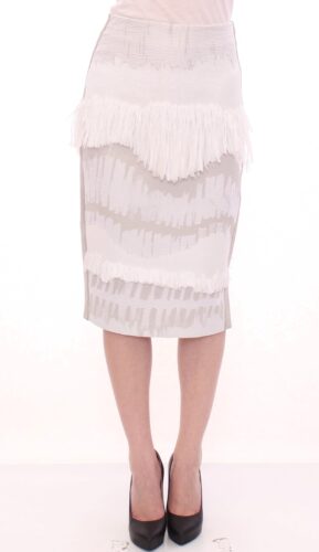 White Acrylic Straight Pencil Skirt