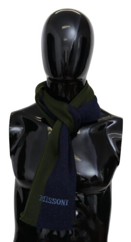 Green Striped Wool Unisex Neck Wrap Shawl Blue